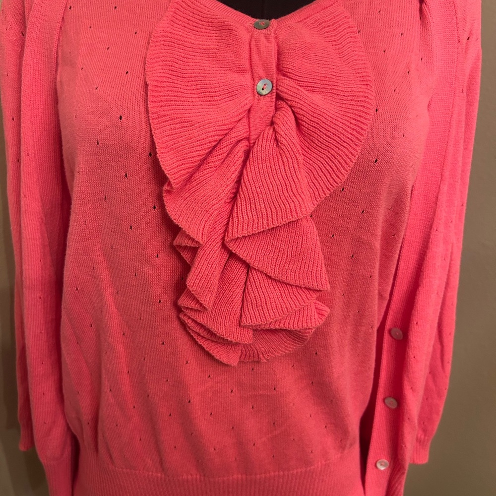 Joseph Pink Ruffle Front Cardigan - Picture 2 of 14
